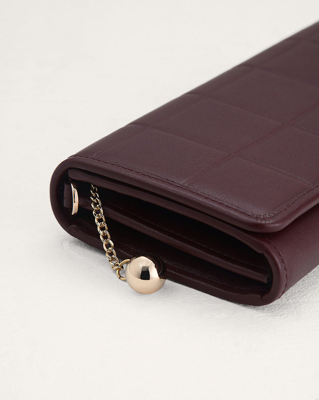Qulited Long Leather Wallet on Chain