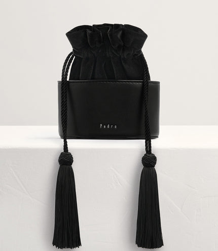Tassel Drawstring Mini Bucket Bag