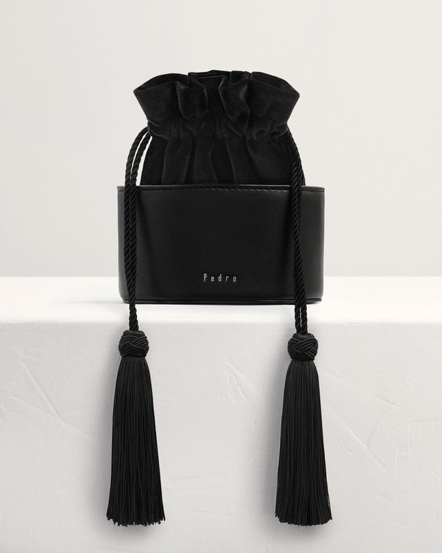 Tassel Drawstring Mini Bucket Bag