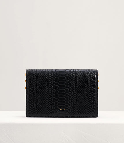 Snake-Effect Front Flap Shoulder Bag