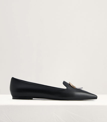 Buckle Detail Leather Flats