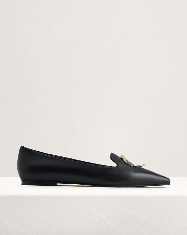 Buckle Detail Leather Flats