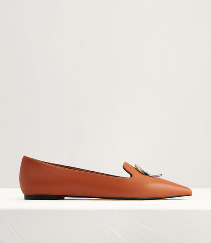 Buckle Detail Leather Flats