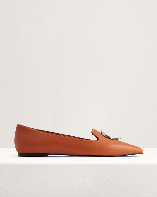 Buckle Detail Leather Flats