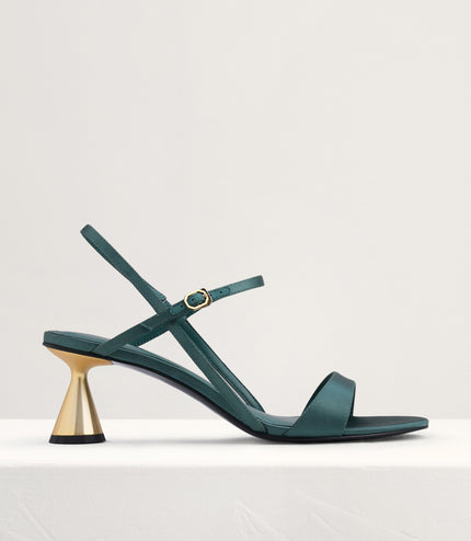 Geometric Heeled Slingback Sandals