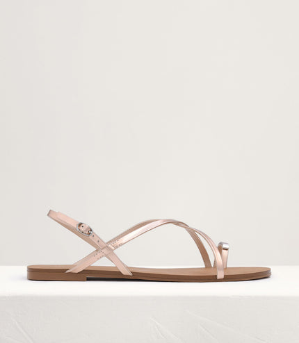 Metal Embellished Satin Toe Loop Sandals