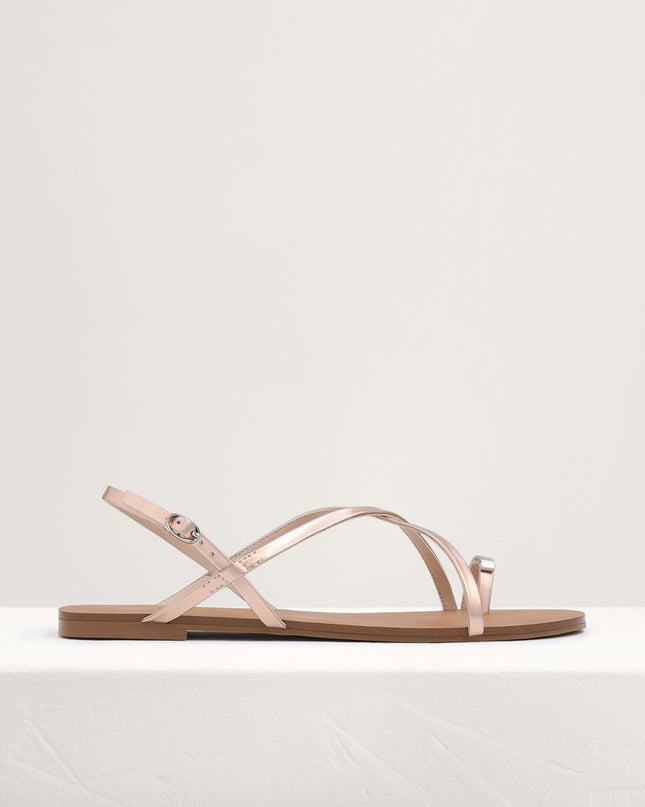 Metal Embellished Satin Toe Loop Sandals