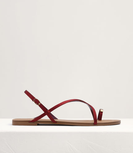 Metal Embellished Satin Toe Loop Sandals