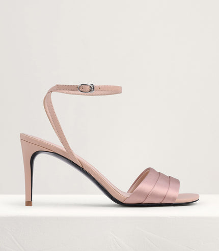 Ankle Strap Satin Heel Sandals