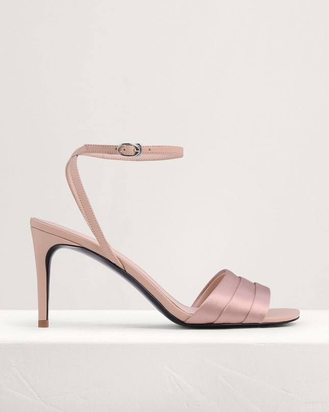 Ankle Strap Satin Heel Sandals