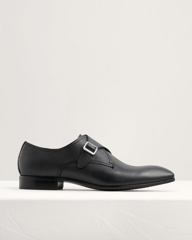 Embossed Leather Monk-Strap Shoes