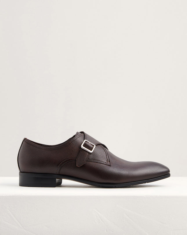 Embossed Leather Monk-Strap Shoes