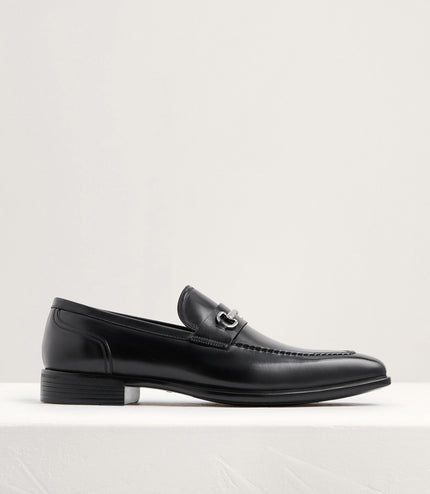Leather Square Toe Bit Loafers