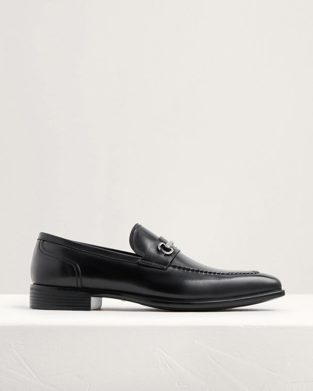 Leather Square Toe Bit Loafers