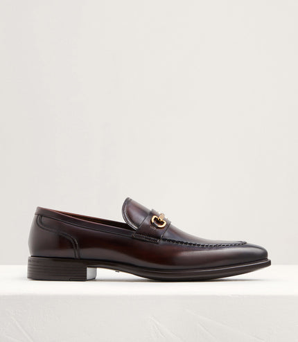 Leather Square Toe Bit Loafers