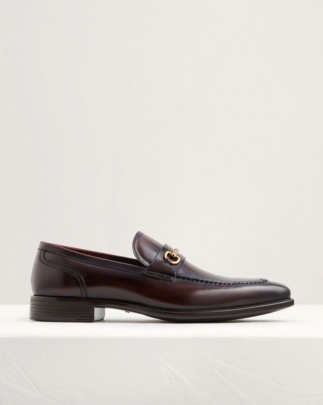 Leather Square Toe Bit Loafers
