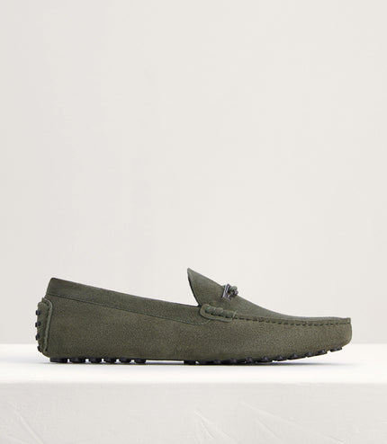 Bit Detail Suede Moccasins