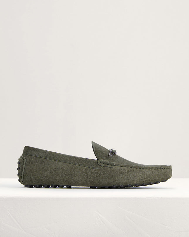 Bit Detail Suede Moccasins