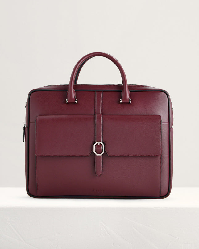 Leather Briefcase with Buckle Detail