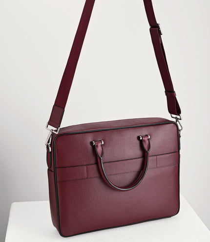 Leather Briefcase with Buckle Detail