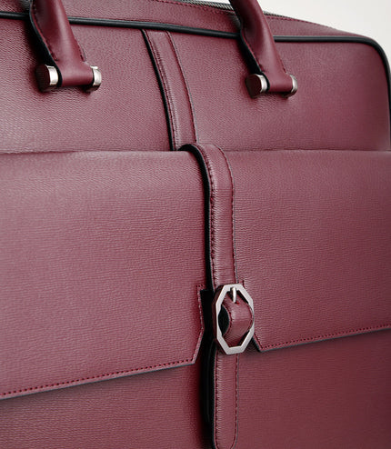 Leather Briefcase with Buckle Detail