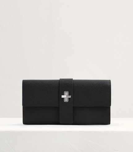 Turnlock Leather Wallet with Chain