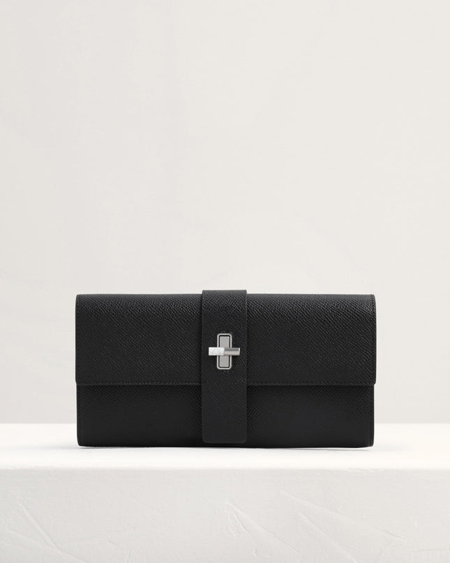 Turnlock Leather Wallet with Chain