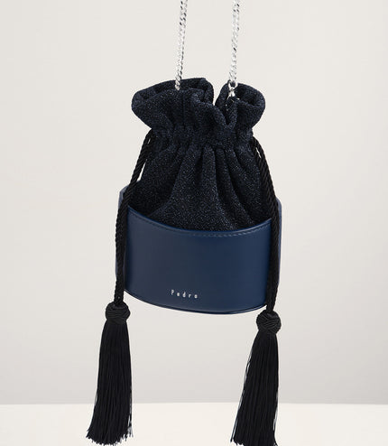 Tassel Drawstring Mini Bucket Bag