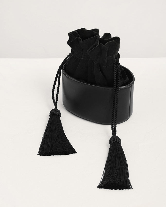 Tassel Drawstring Mini Bucket Bag
