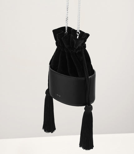 Tassel Drawstring Mini Bucket Bag