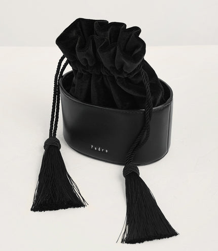 Tassel Drawstring Mini Bucket Bag