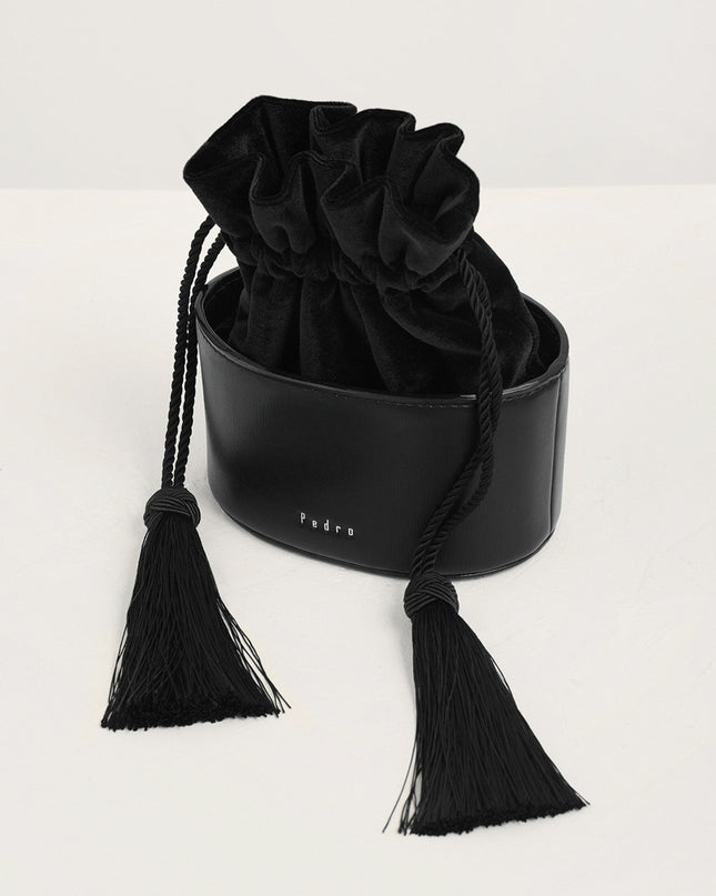 Tassel Drawstring Mini Bucket Bag
