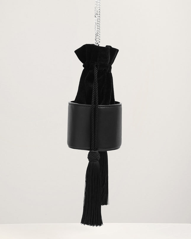 Tassel Drawstring Mini Bucket Bag