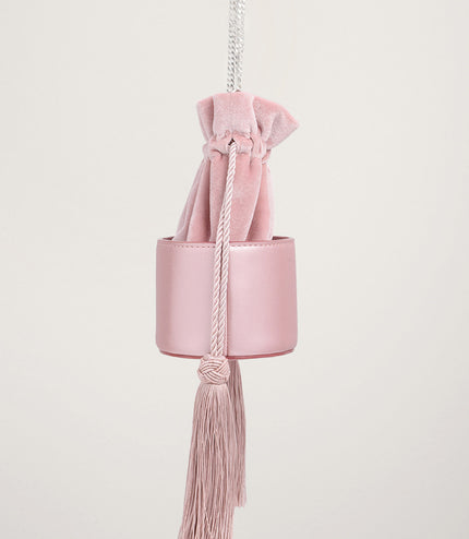 Tassel Drawstring Mini Bucket Bag