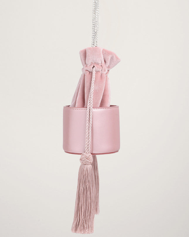 Tassel Drawstring Mini Bucket Bag
