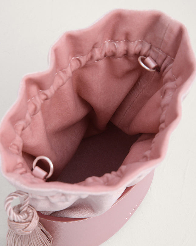 Tassel Drawstring Mini Bucket Bag