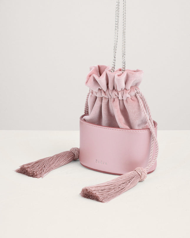 Tassel Drawstring Mini Bucket Bag