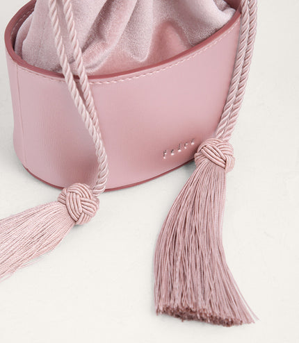 Tassel Drawstring Mini Bucket Bag