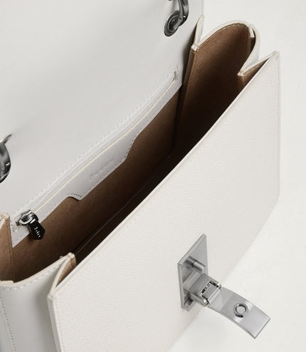 Buckled Front Flap Leather Bag