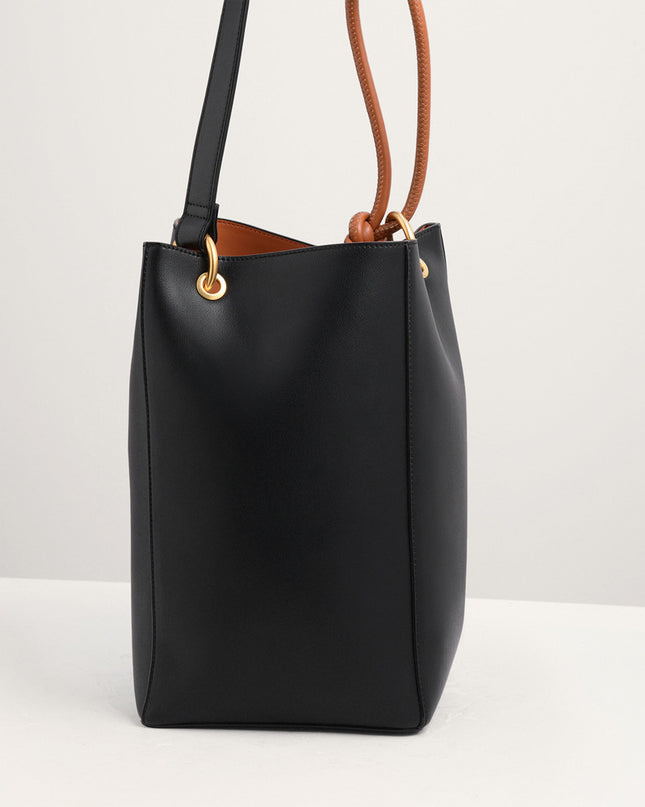 Rope Detail Paneled Hobo Bag