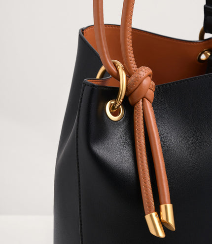 Rope Detail Paneled Hobo Bag