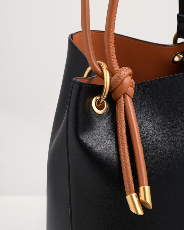 Rope Detail Paneled Hobo Bag