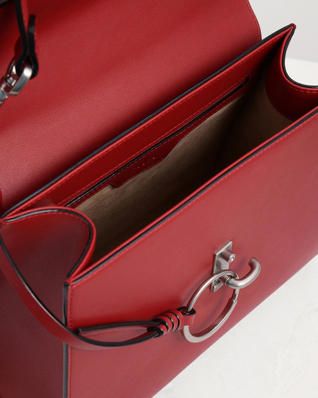 Turnlock Ring Detail Top Handle Bag