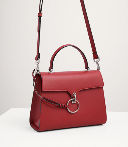 Turnlock Ring Detail Top Handle Bag