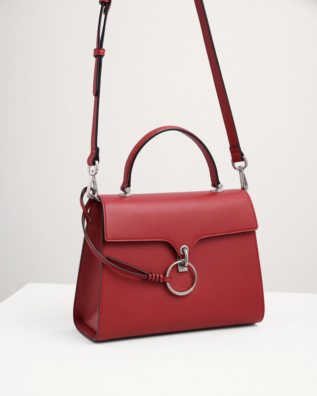 Turnlock Ring Detail Top Handle Bag