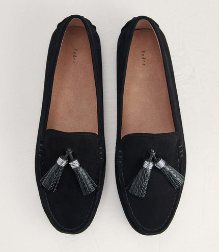 Tassel Detail Suede Moccasins