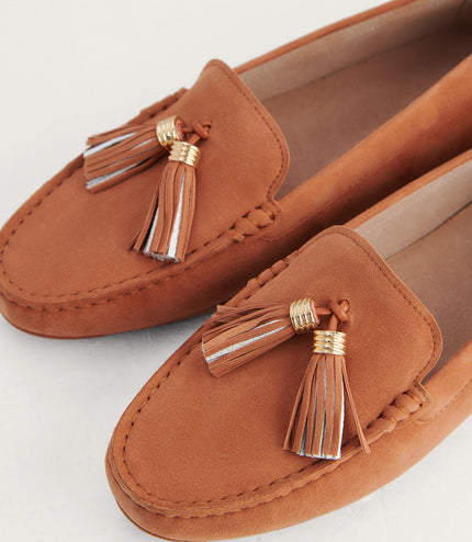 Tassel Detail Suede Moccasins