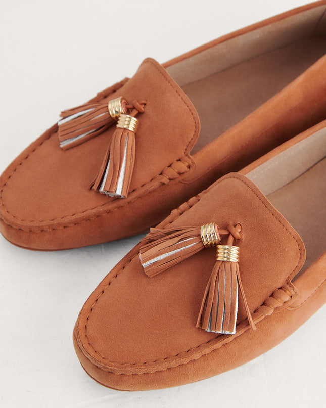 Tassel Detail Suede Moccasins