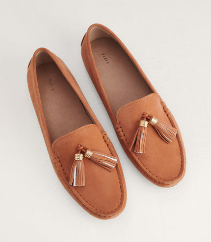 Tassel Detail Suede Moccasins