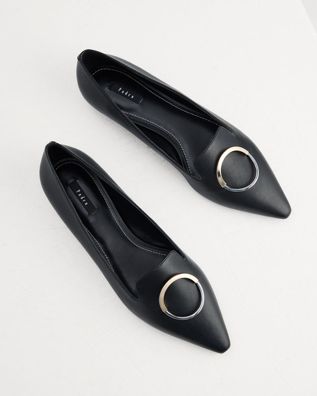 Buckle Detail Leather Flats